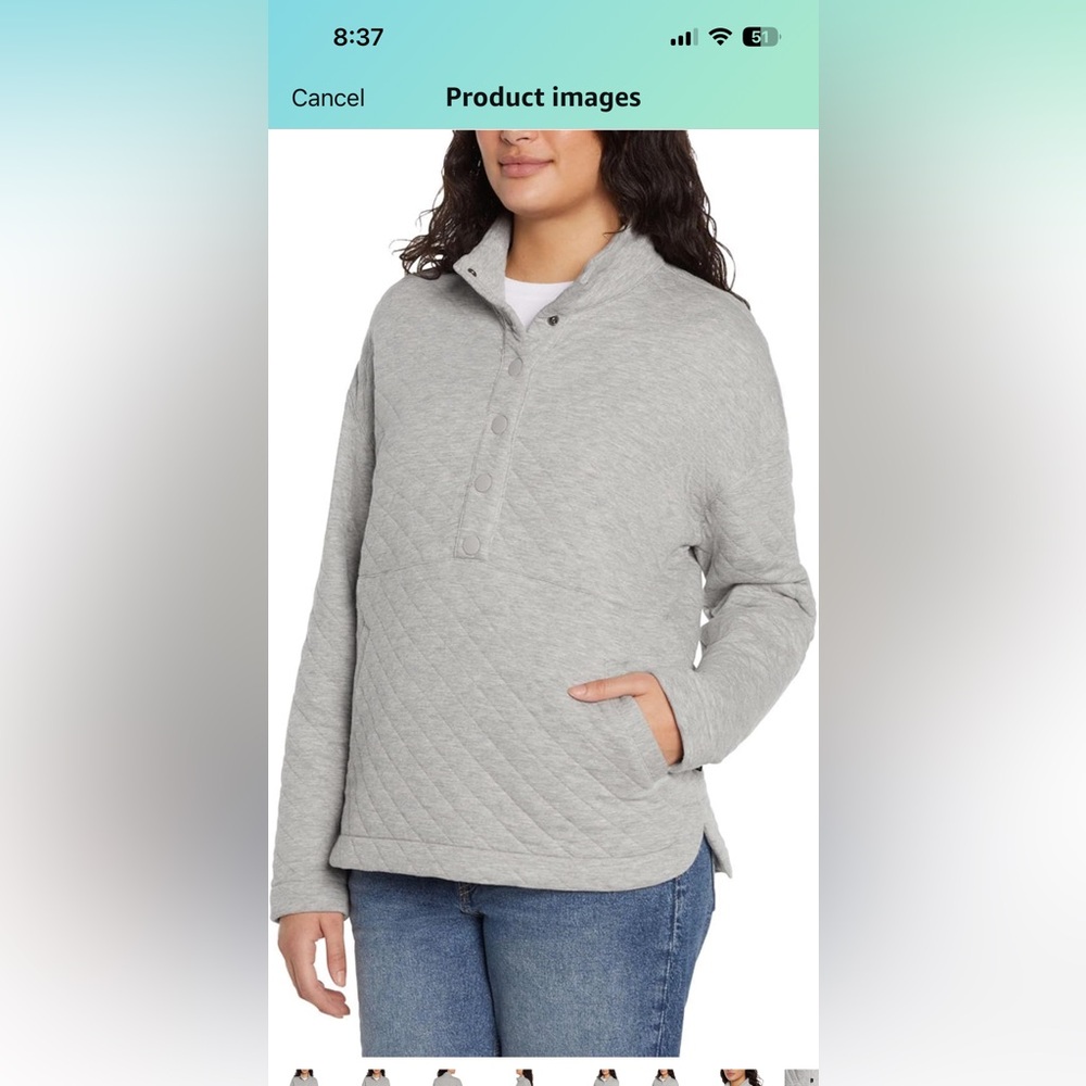 3. Eddie Bauer Light Gray Quilted Women's Sweater